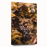 Large abstract wall art depicting the fall season in muted orange and brown tones on acrylic glass.