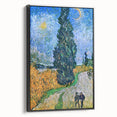 Black and white landscape painting on framed canvas, featuring a vintage-style pastoral scene, ideal for bedroom wall art.