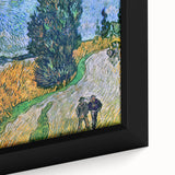 Close-up of a textured, extra large framed canvas depicting a colorful abstract design in black, ideal for living room decor.