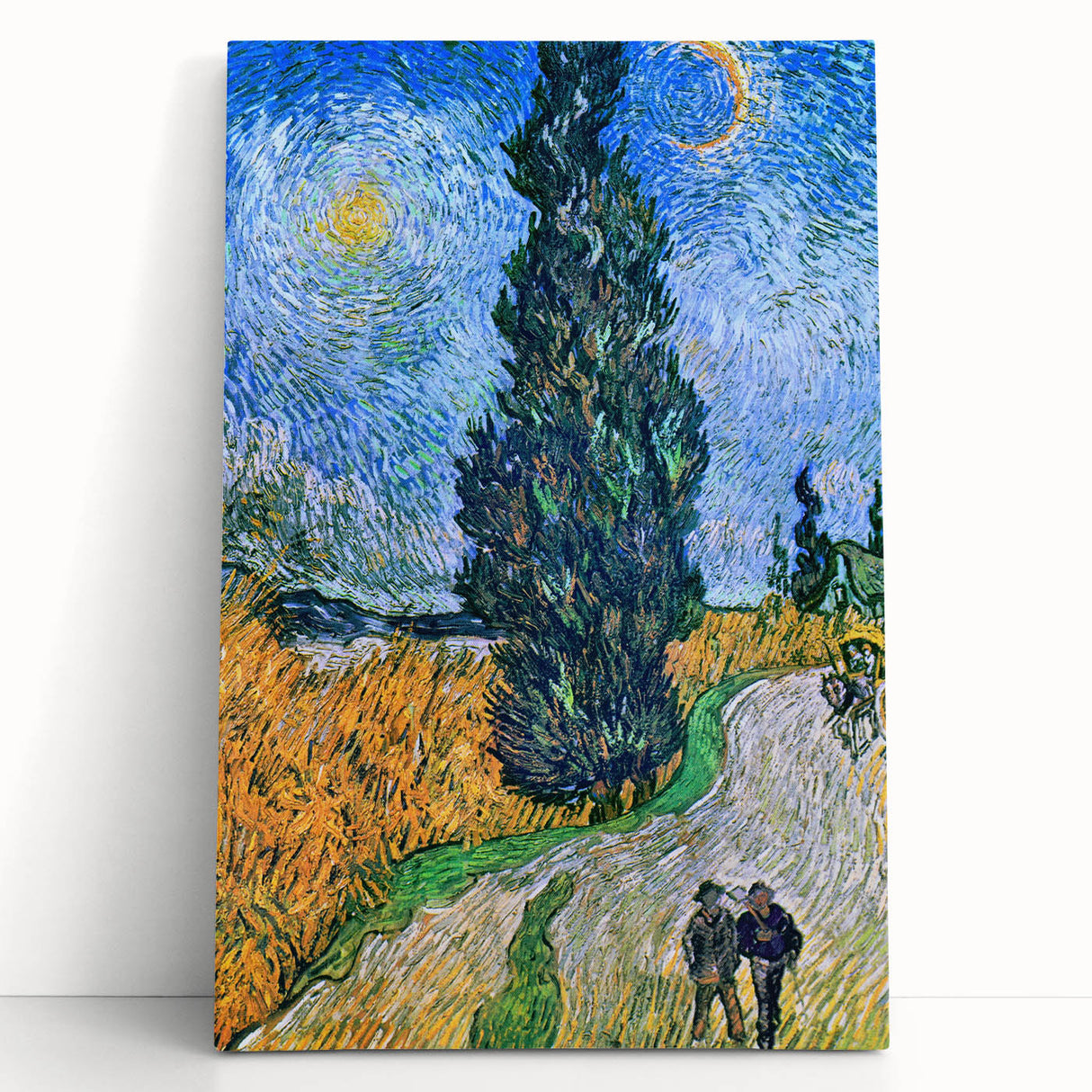 Black and white large art print of Van Gogh's painting on stretched canvas, ideal for kitchen wall art.