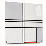 Modern Wall Art - Minimalist Composition in Gray, White, and Red