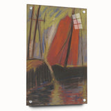 Modern Wall Art - Abstract Red Sailboat Design for Trendy Decor