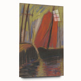 Modern Wall Art - Abstract Red Sailboat Design for Trendy Decor