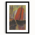 Modern Wall Art - Abstract Red Sailboat Design for Trendy Decor