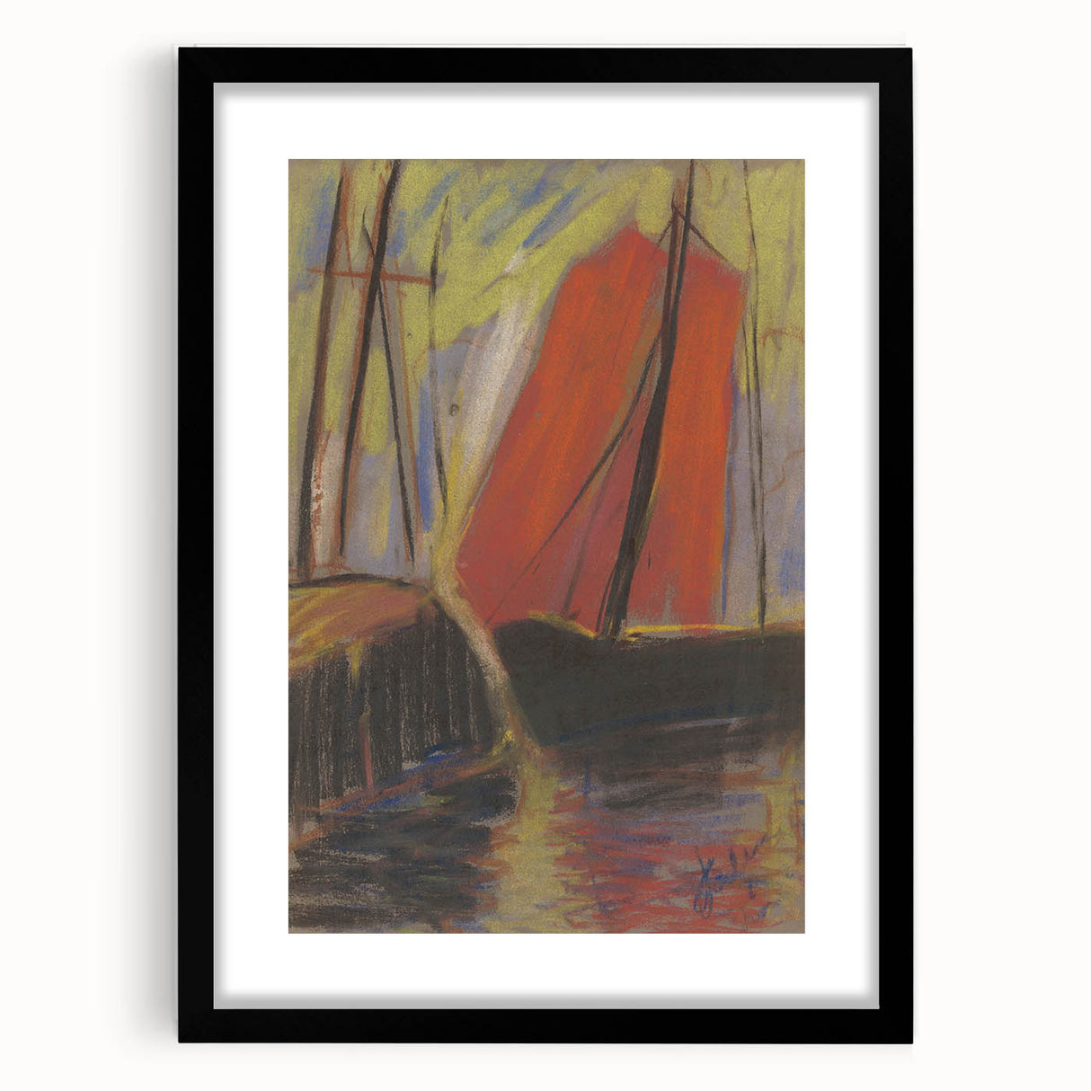 Modern Wall Art - Abstract Red Sailboat Design for Trendy Decor