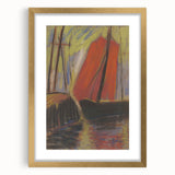 Modern Wall Art - Abstract Red Sailboat Design for Trendy Decor