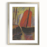 Modern Wall Art - Abstract Red Sailboat Design for Trendy Decor