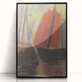 Modern Wall Art - Abstract Red Sailboat Design for Trendy Decor