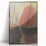 Modern Wall Art - Abstract Red Sailboat Design for Trendy Decor
