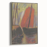 Modern Wall Art - Abstract Red Sailboat Design for Trendy Decor