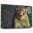 Acrylic glass display of colorful animal designs, showcasing vibrant wildlife art with detailed textures, mounted with pins for a modern presentation. Perfect for decorating any nature-themed space or gallery.