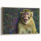 Framed canvas artwork showcasing a vibrant animal design with gold accents, viewed from the side, ideal for home decor or office enhancement. Perfect for animal lovers and art collectors.