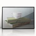 Large abstract wall art featuring a mid-century modernist design in black and white tones, framed in acrylic.