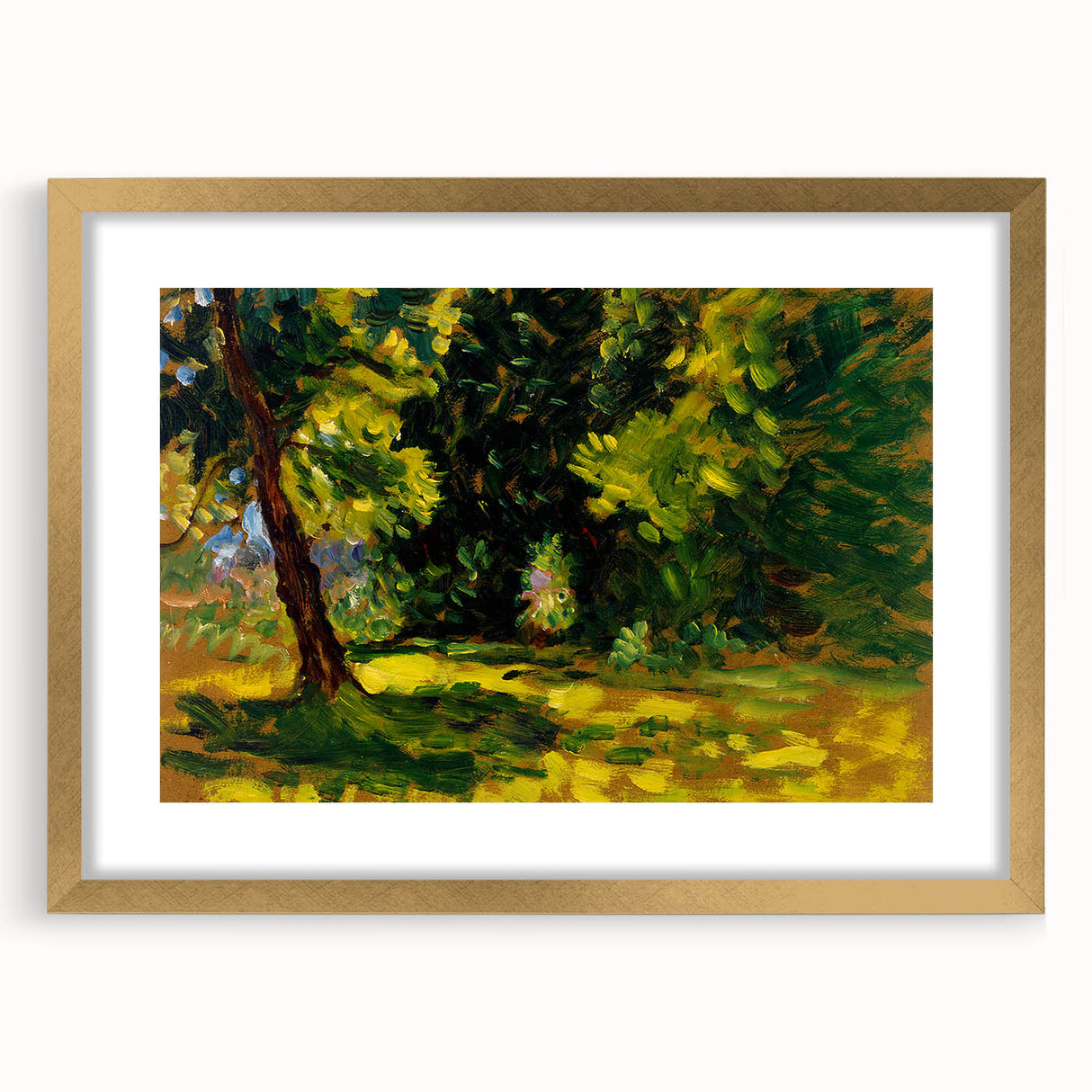 Impressionist Nature Wall Art - Finch's Bushes Landscape, Framed Print