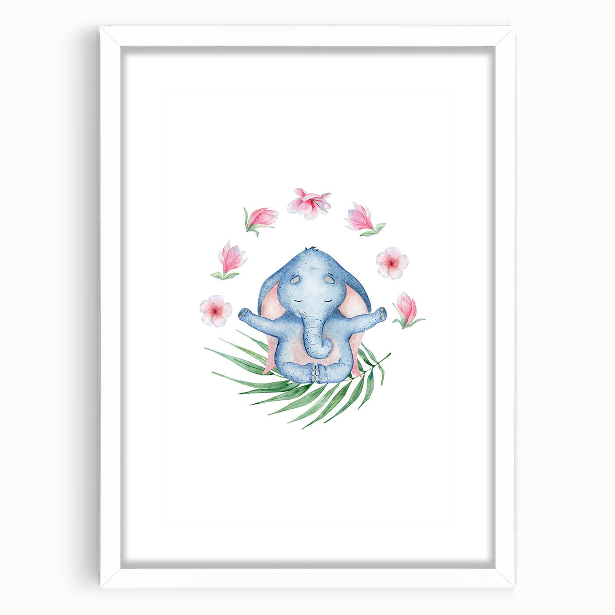 Blue Elephant Nursery Wall Art - Kids Room & Playroom Art Prints