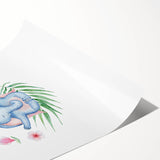 Blue Elephant Nursery Wall Art - Kids Room & Playroom Art Prints