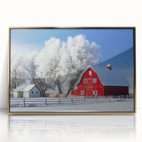 Landscape-oriented barn framed acrylic art piece featuring a gold-hued design, perfect for modern home decor, showcasing elegance and sophistication. This unique artwork adds a touch of luxury to any room, enhancing aesthetic appeal and creating a warm atmosphere.