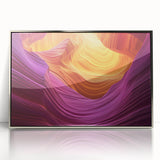 Framed acrylic artwork depicting a breathtaking landscape of canyons, featuring vibrant colors and intricate details, ideal for modern home decor.