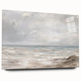 Acrylic glass landscape design in side view, showcasing vibrant colors and intricate details, secured with decorative pins for an elegant display. Ideal for modern home decor.