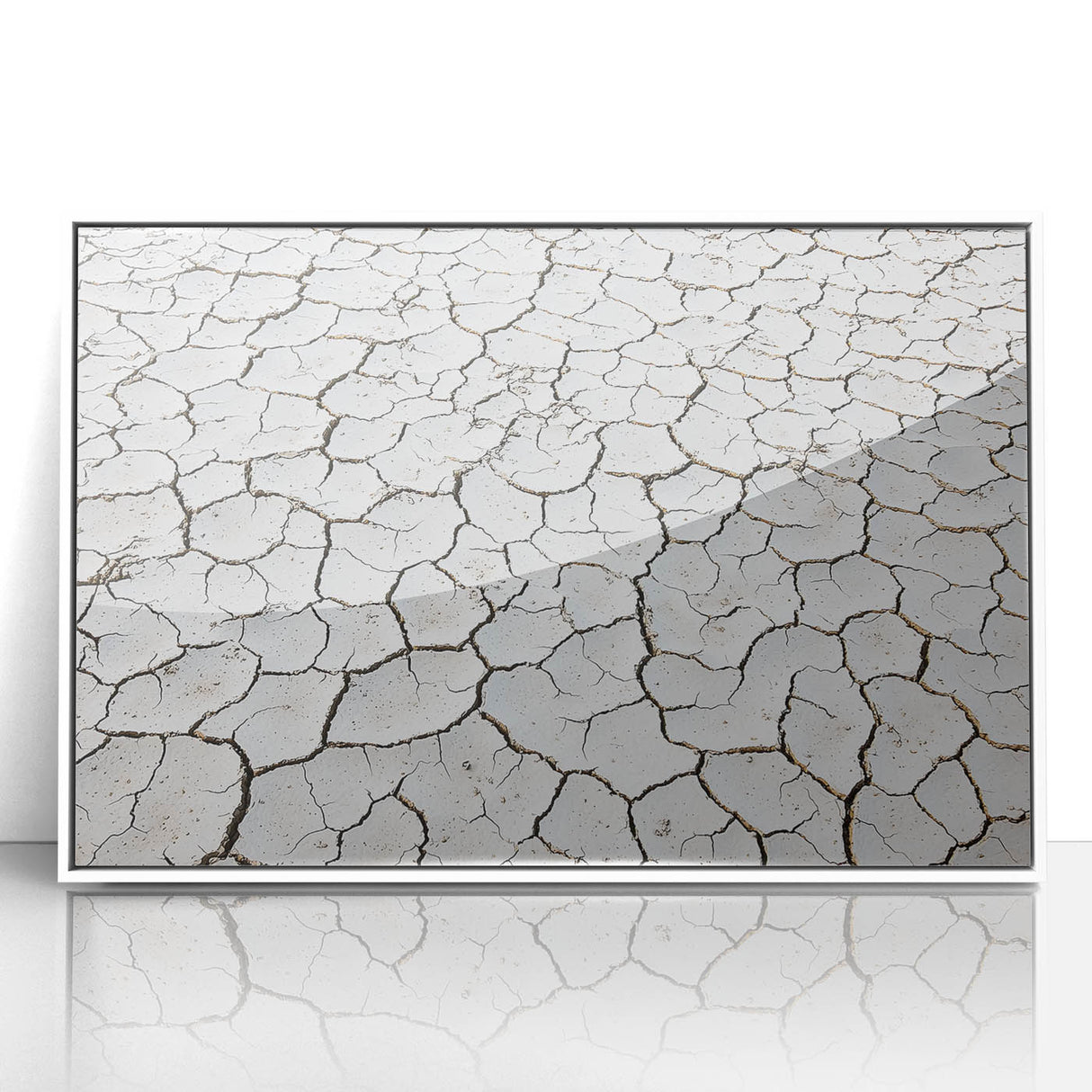 Framed acrylic artwork depicting a serene desert landscape, featuring warm earth tones and a minimalist design, perfect for modern home decor or office settings.