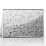 Framed acrylic artwork depicting a serene desert landscape, featuring warm earth tones and a minimalist design, perfect for modern home decor or office settings.