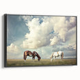Framed canvas artwork showcasing a vibrant landscape of rolling fields, featuring rich green hues and a black frame, ideal for home decor and artistic ambiance.
