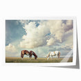 Vibrant rolled print of a serene landscape featuring lush green fields under a clear blue sky, packaged securely in a protective cardboard tube for shipping.