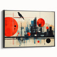Black and white vintage poster art of London landscape on framed canvas, ideal for bedroom wall decor.