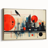 Vintage poster art of London landscape on framed canvas, featuring black and gold tones, ideal for bedroom wall decor.