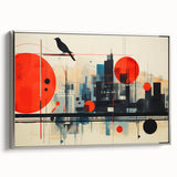 Landscape art painting of London featuring a vintage poster style on a framed canvas.