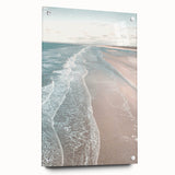 Large abstract wall art on acrylic glass featuring vibrant summer hues, ideal for enhancing dining room or bedroom decor.