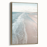 Framed canvas featuring a vintage-style landscape painting with lush summer trees in gold and black tones.