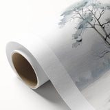 Art Deco poster featuring a winter scene on rolled canvas, with cool blue and white tones.