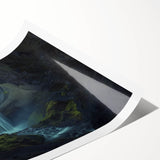 Stunning rolled print showcasing vibrant landscapes and intricate cave designs, beautifully packaged in a protective cardboard tube for easy display.