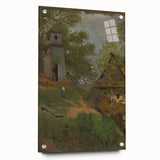 Romanticism Art: Wooden Belfry and Rustic Village Canvas Print
