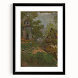 Romanticism Art: Wooden Belfry and Rustic Village Canvas Print