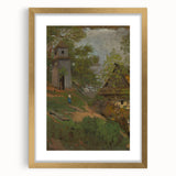 Romanticism Art: Wooden Belfry and Rustic Village Canvas Print