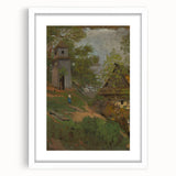 Romanticism Art: Wooden Belfry and Rustic Village Canvas Print