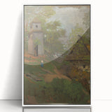 Romanticism Art: Wooden Belfry and Rustic Village Canvas Print