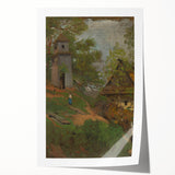 Romanticism Art: Wooden Belfry and Rustic Village Canvas Print