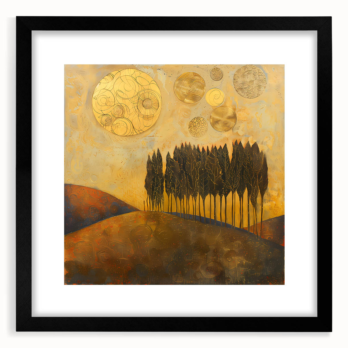 Golden Abstract Landscape Office Wall Art – Corporate Decor