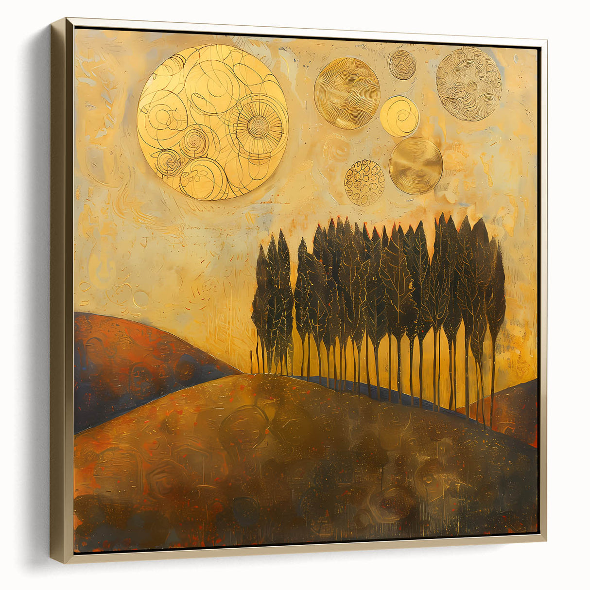 Golden Abstract Landscape Office Wall Art – Corporate Decor