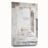 Abstract architecture wall art displayed in a side view, featuring vibrant colors and geometric shapes on acrylic glass, perfect for modern home decor.