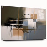 Abstract geometric acrylic glass side view showcasing a vibrant design with colorful pins, perfect for modern decor accents in contemporary spaces.