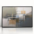 Framed acrylic artwork showcasing a bold abstract geometric design in black tones, perfect for modern home decor. Ideal for adding a contemporary touch to living spaces or offices.