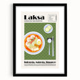 Extra large abstract art print featuring a colorful array of abstract food dishes, textured on framed black matte canvas.