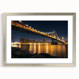 Landscape bridge frame with a silver mat, showcasing a modern design suitable for artwork display. Ideal for enhancing home decor with a sleek aesthetic.