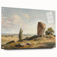 Acrylic glass landscape artwork showcasing vibrant colors and intricate details, displayed from the side with decorative pins, perfect for modern home decor.