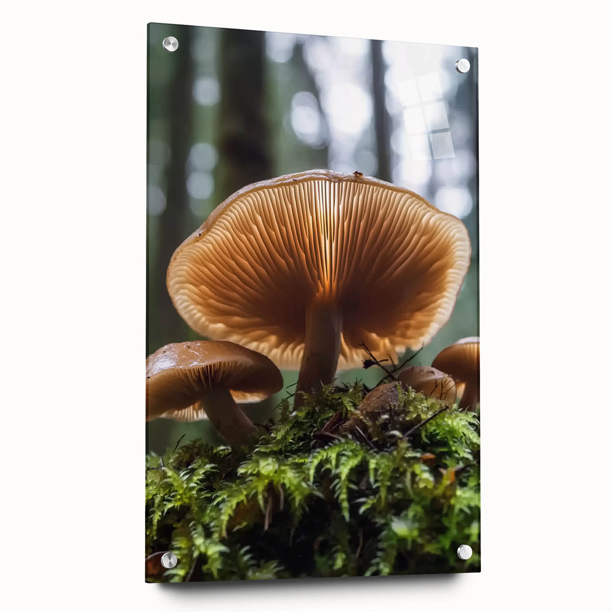 Close-up floral photography printed on acrylic glass, featuring vivid pink and green tones, suitable for dining room decor.