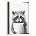 Raccoon Bathroom Wall Art - Modern Black and White Bathroom Decor